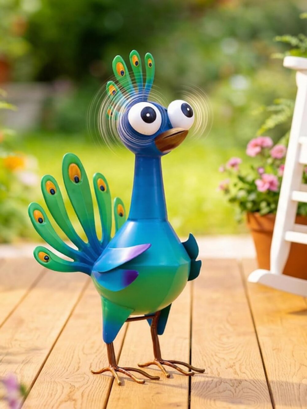New Metal Peacock Statue Garden Decor Cartoon Outdoor Yard Art Lawn Patio Gift